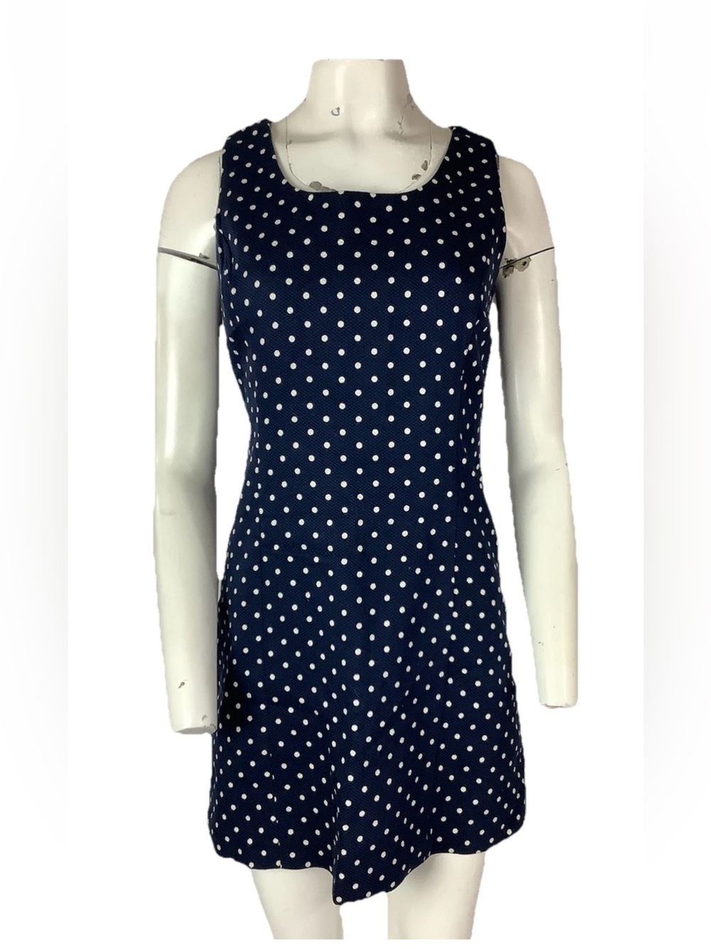 VTG Y2K The Limited Sz 6 Sheath Polka Dot Mini Preppy 100% Cotton Blue Dress